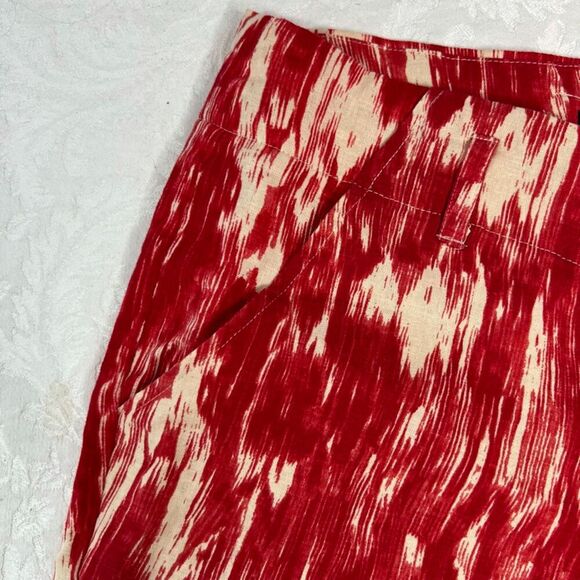 Valerie Bertinelli Linen Blend Red Abstract Casual Short Womens Size 4 - Picture 3 of 8